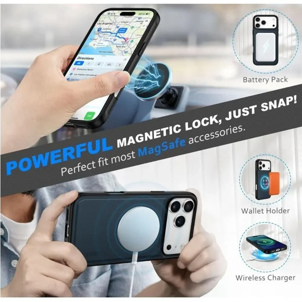 SHIELDON 2 in 1 Wallet Case for iPhone 17 Pro Max 6.9-inch | Dark Blue
